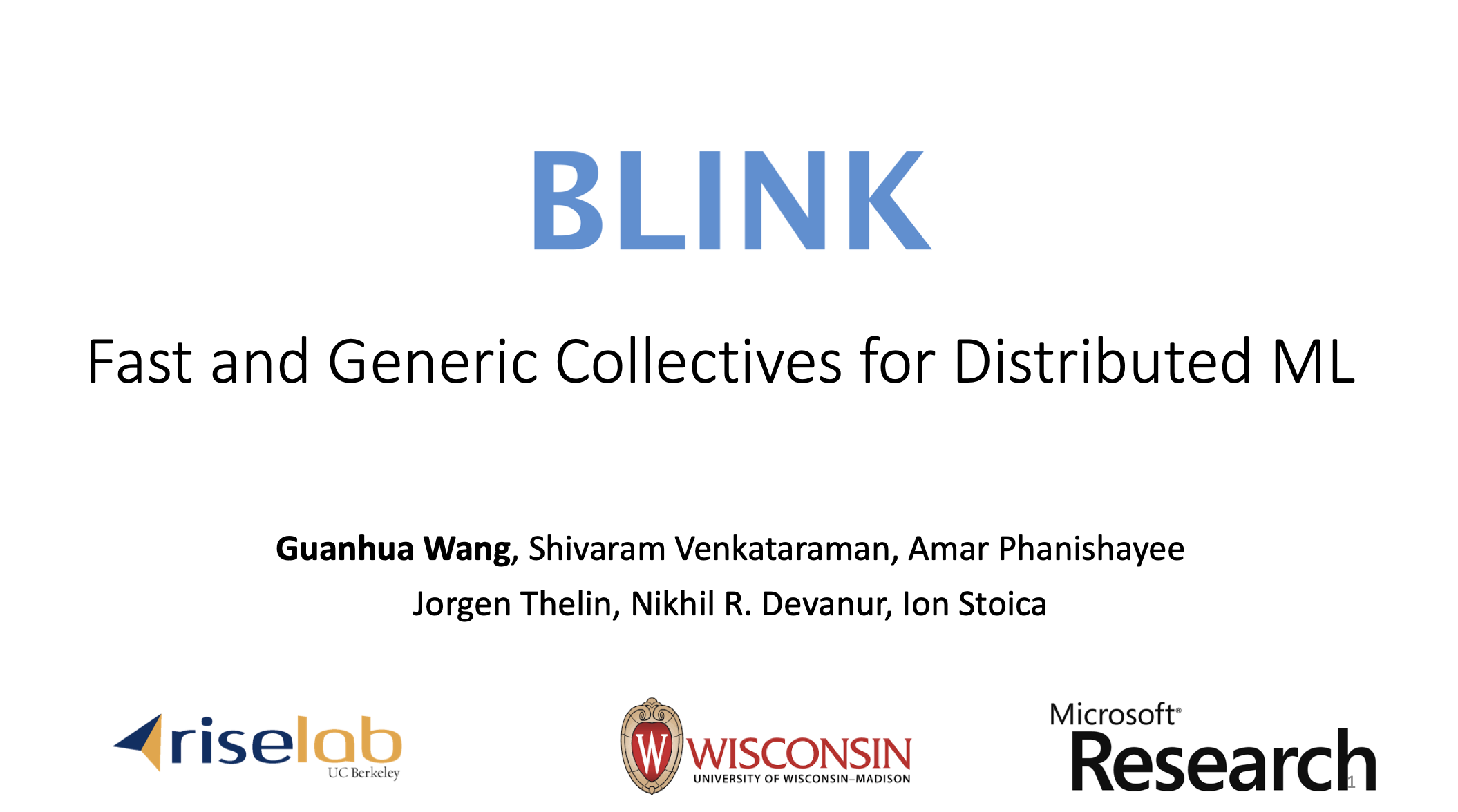 Blink：面向分布式机器学习的快速、通用的通信原语